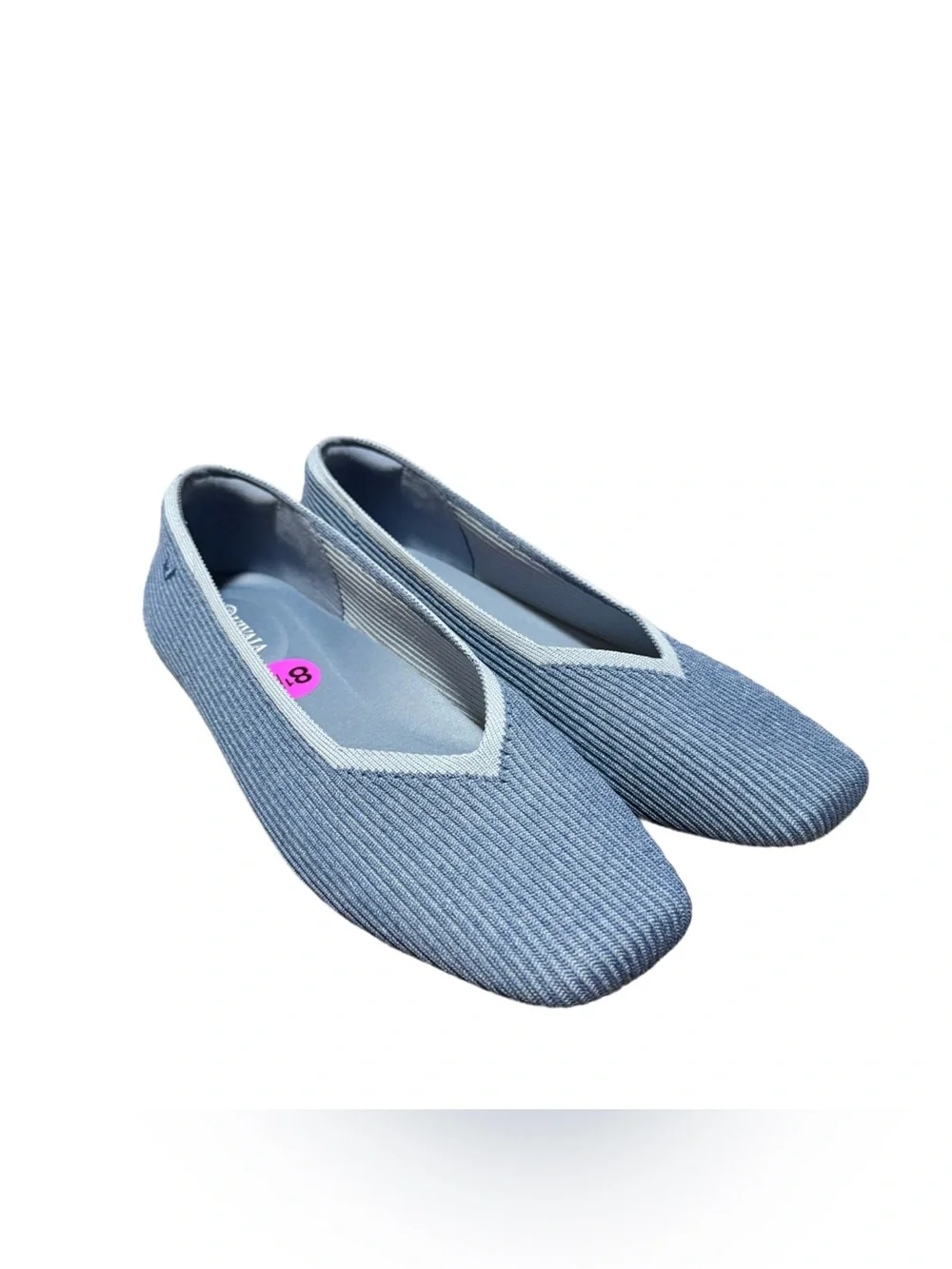Vivaia Margot 2.0 Square Toe V-Cut Flats Women's 42/ 11.5 Denim Blue NEW